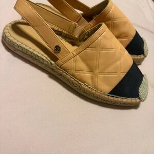 River Island Quilted Beige and Navy Espadrilles
